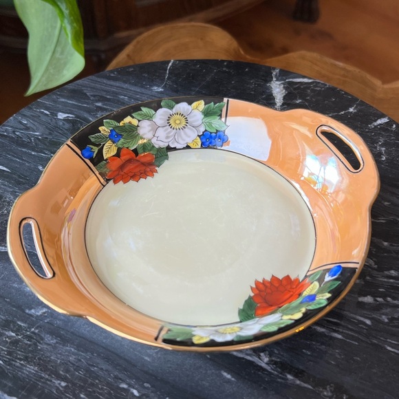 Antique Noritake Morimura Peach Lusterware Floral Handled Dish Japanese 1910’s - Picture 8 of 10